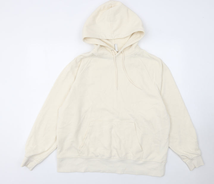 H&M Women Ivory Pullover Hoodie Size 14 Cotton Blend