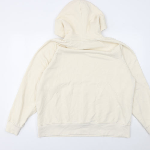 H&M Women Ivory Pullover Hoodie Size 14 Cotton Blend