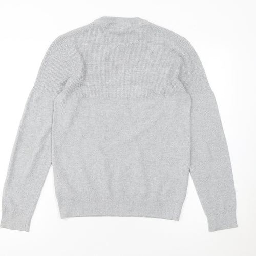 Jack & Jones Men’s Grey Waffle-Knit Crew Neck Jumper Size S