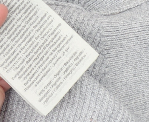 Jack & Jones Men’s Grey Waffle-Knit Crew Neck Jumper Size S