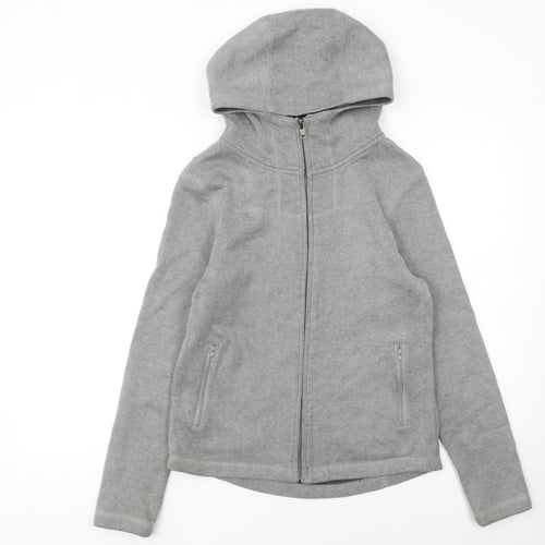 Brave Soul Women Grey Full Zip Hooded Sweatshirt Size M