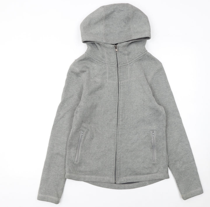 Brave Soul Women Grey Full Zip Hooded Sweatshirt Size M