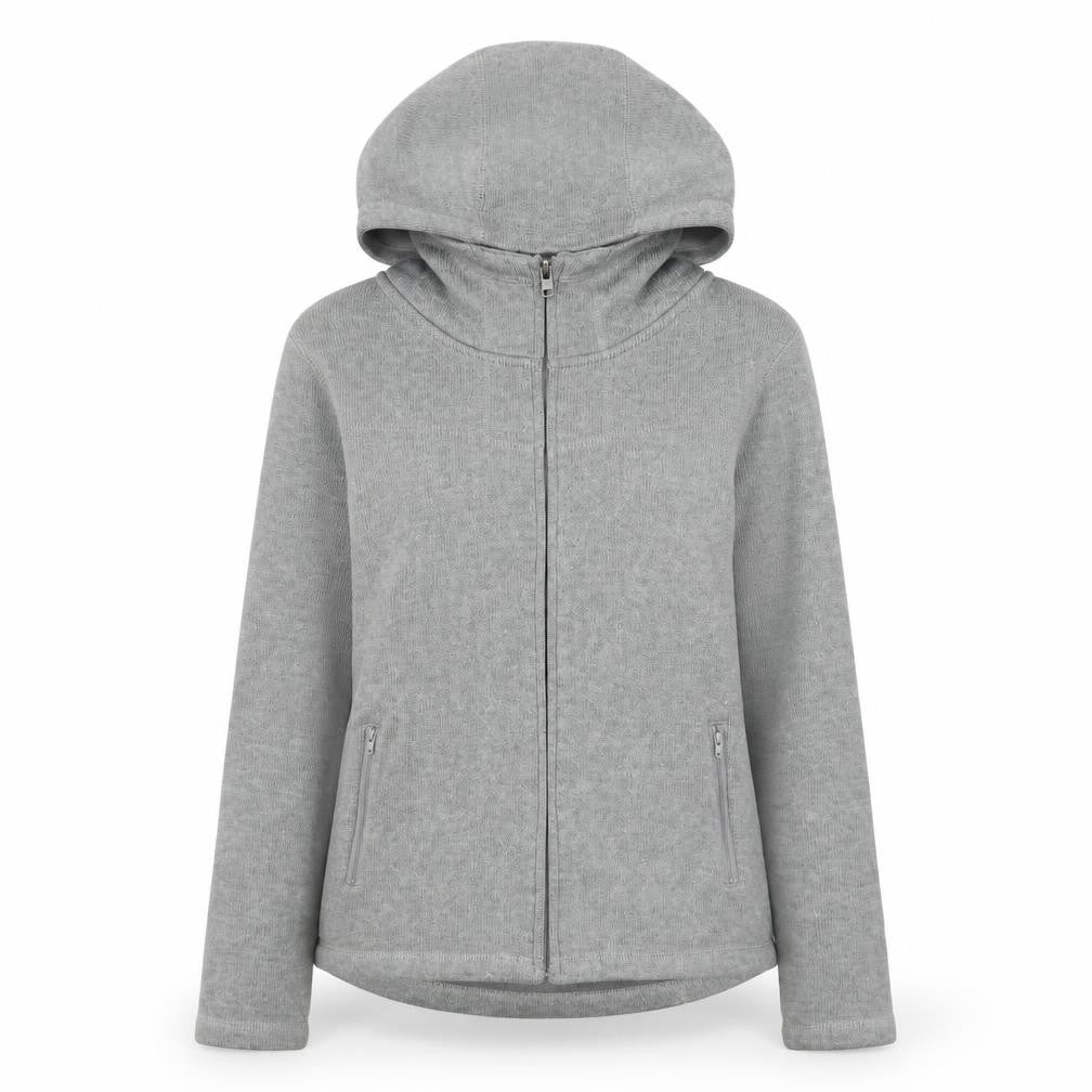 Brave Soul Women Grey Full Zip Hooded Sweatshirt Size M