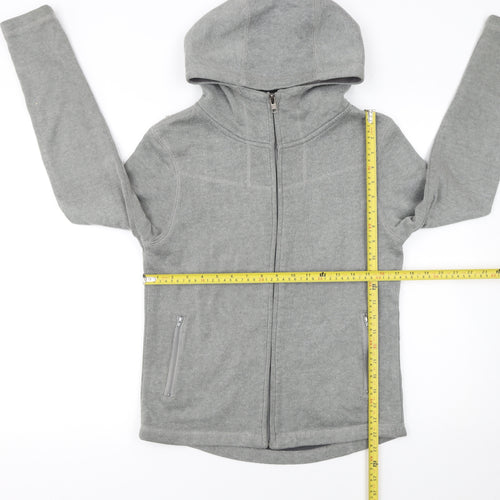 Brave Soul Women Grey Full Zip Hooded Sweatshirt Size M
