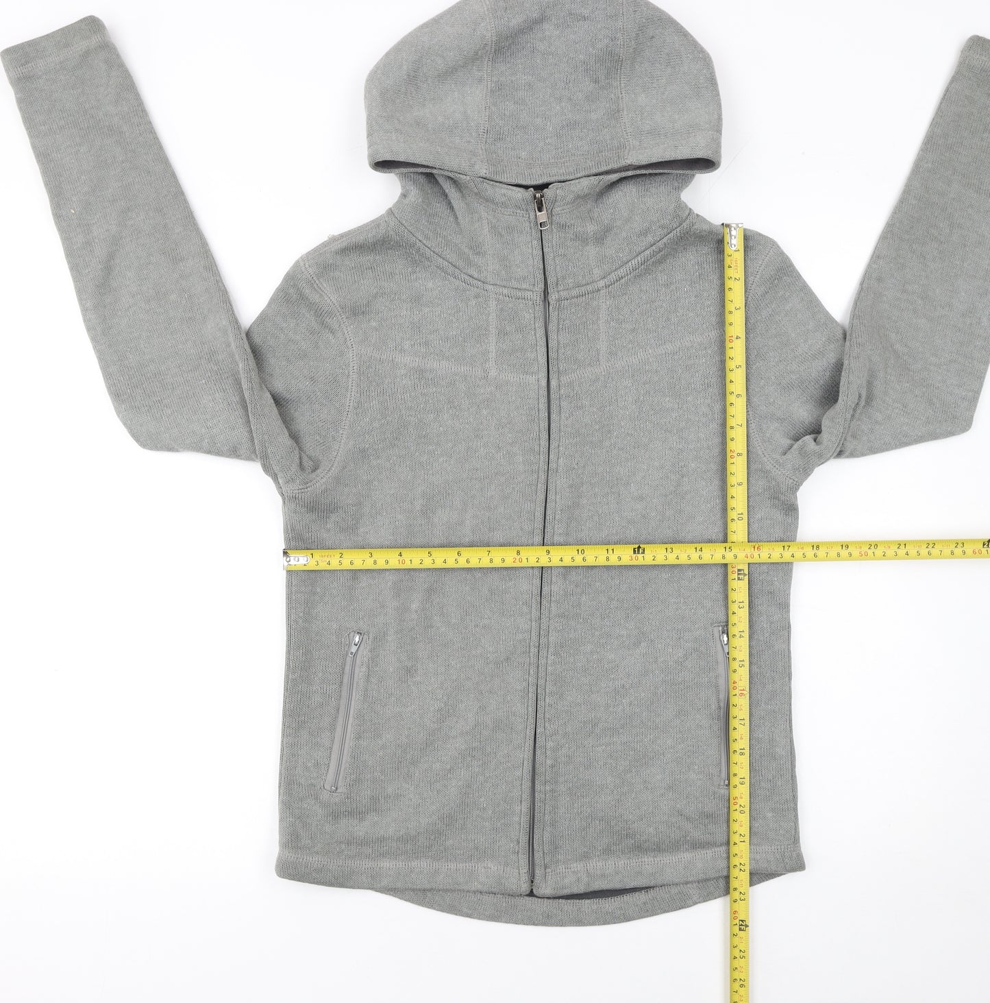 Brave Soul Women Grey Full Zip Hooded Sweatshirt Size M