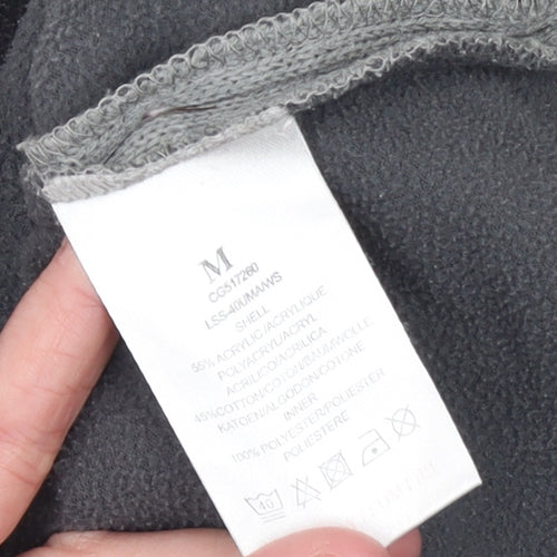 Brave Soul Women Grey Full Zip Hooded Sweatshirt Size M