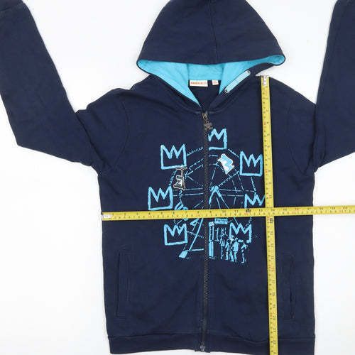 UBS2 Boys Blue Full Zip Graphic Hoodie 14 Years 164cm Cotton Casual