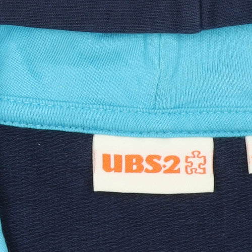 UBS2 Boys Blue Full Zip Graphic Hoodie 14 Years 164cm Cotton Casual