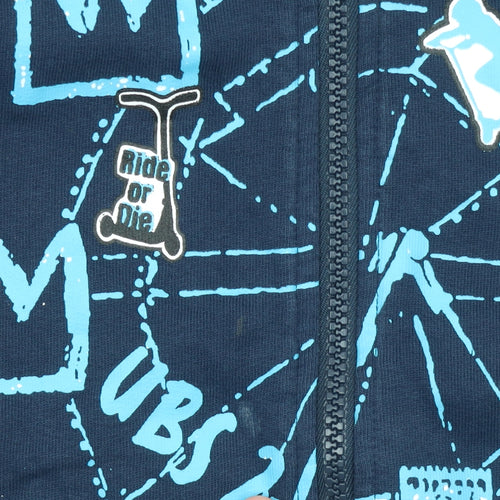 UBS2 Boys Blue Full Zip Graphic Hoodie 14 Years 164cm Cotton Casual