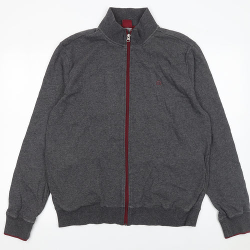 Merc London Mens Grey Full Zip High Neck Sweatshirt L