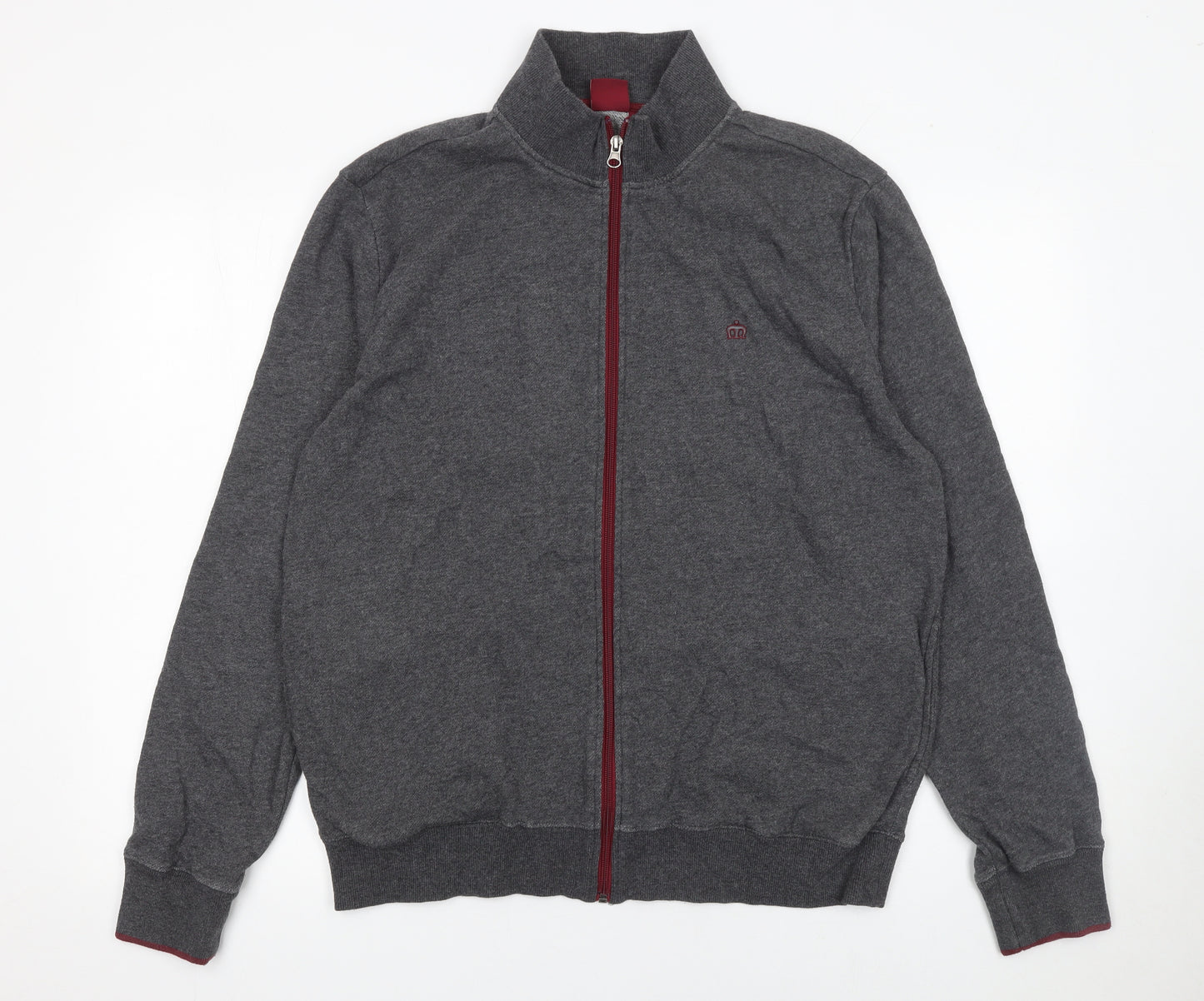 Merc London Mens Grey Full Zip High Neck Sweatshirt L