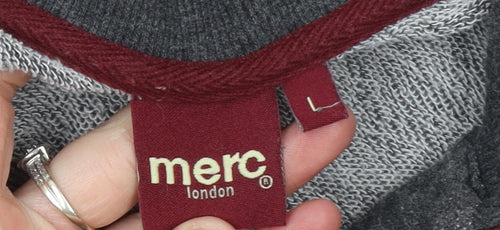 Merc London Mens Grey Full Zip High Neck Sweatshirt L