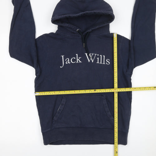 Jack Wills Women's Navy Blue Pullover Hoodie UK 10 Embroidered Logo