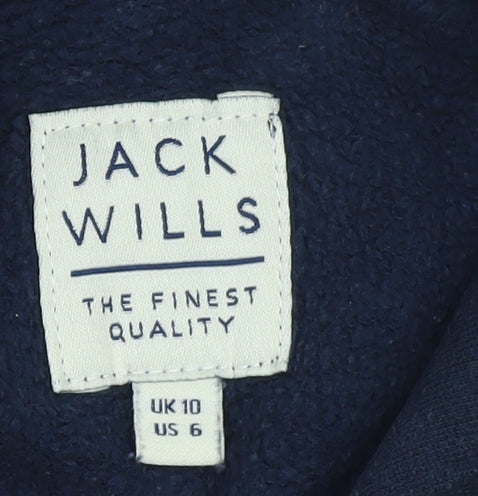 Jack Wills Women's Navy Blue Pullover Hoodie UK 10 Embroidered Logo