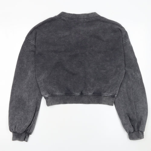 Missguided Women's Grey V-Neck Cropped Pullover Sweatshirt UK 10