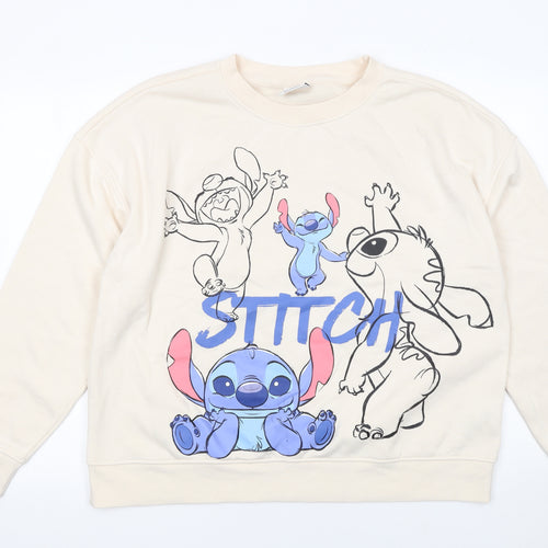 Primark Womens Beige Stitch Sweatshirt Size L 14/16 Disney Graphic