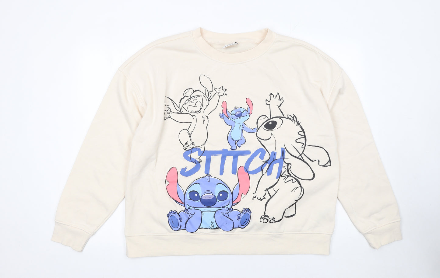Primark Womens Beige Stitch Sweatshirt Size L 14/16 Disney Graphic