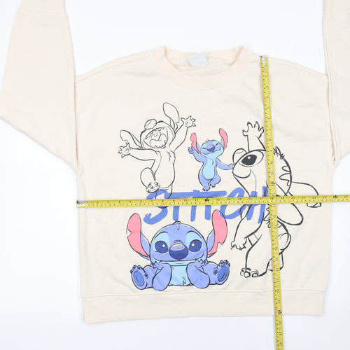 Primark Womens Beige Stitch Sweatshirt Size L 14/16 Disney Graphic