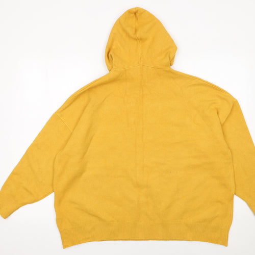 Enzoria Women Mustard Yellow Hooded Pullover Glitter COCO Sweatshirt One Size