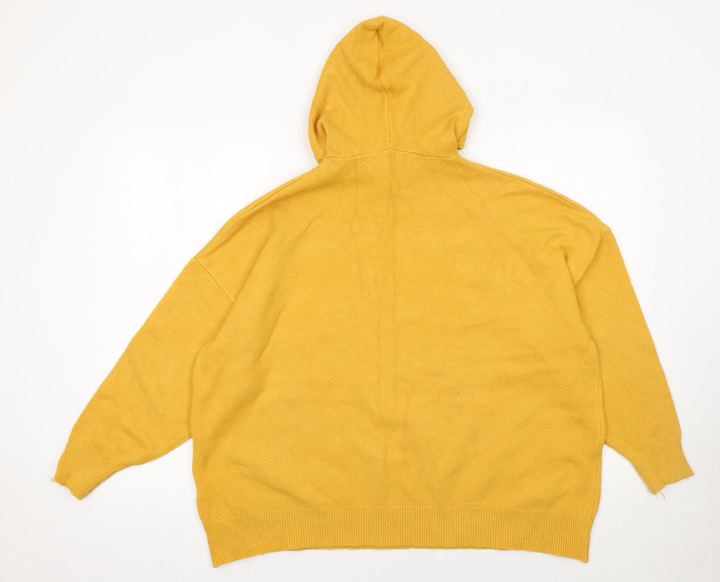 Enzoria Women Mustard Yellow Hooded Pullover Glitter COCO Sweatshirt One Size