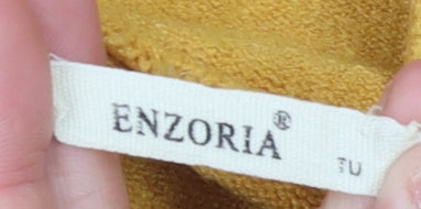 Enzoria Women Mustard Yellow Hooded Pullover Glitter COCO Sweatshirt One Size