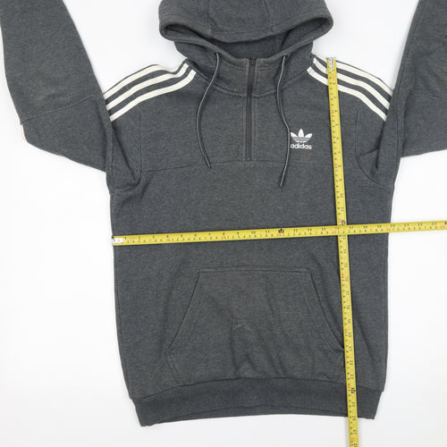 adidas Men's Grey 1/2 Zip Hoodie Small Sports Fleece Pullover