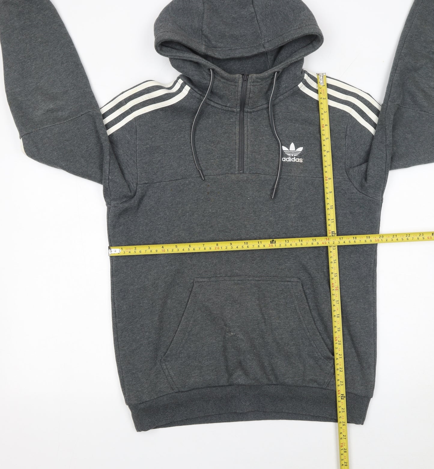 adidas Men's Grey 1/2 Zip Hoodie Small Sports Fleece Pullover