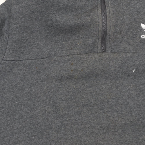 adidas Men's Grey 1/2 Zip Hoodie Small Sports Fleece Pullover