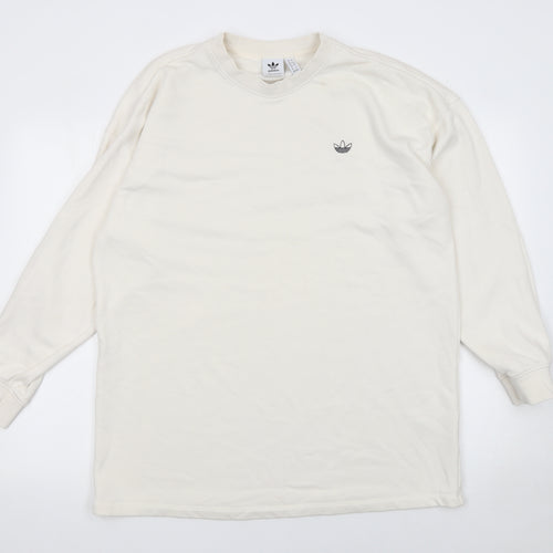 Adidas Womens Ivory Crew Neck Long Sleeve Pullover Sweatshirt UK 12