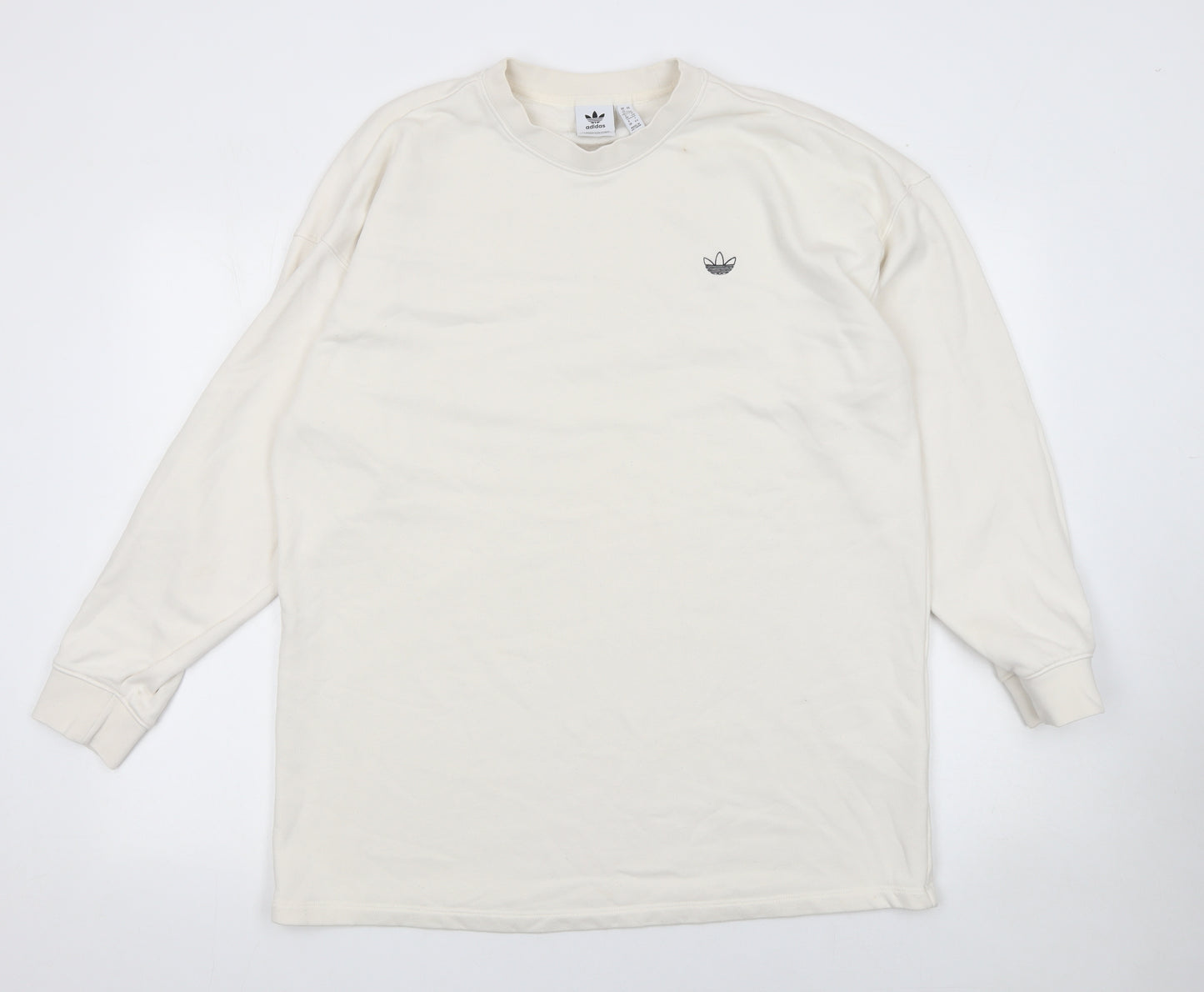 Adidas Womens Ivory Crew Neck Long Sleeve Pullover Sweatshirt UK 12