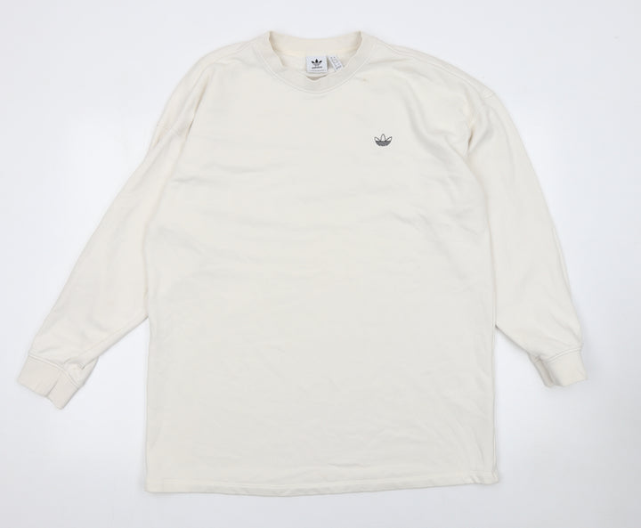 Adidas Womens Ivory Crew Neck Long Sleeve Pullover Sweatshirt UK 12