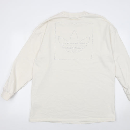 Adidas Womens Ivory Crew Neck Long Sleeve Pullover Sweatshirt UK 12