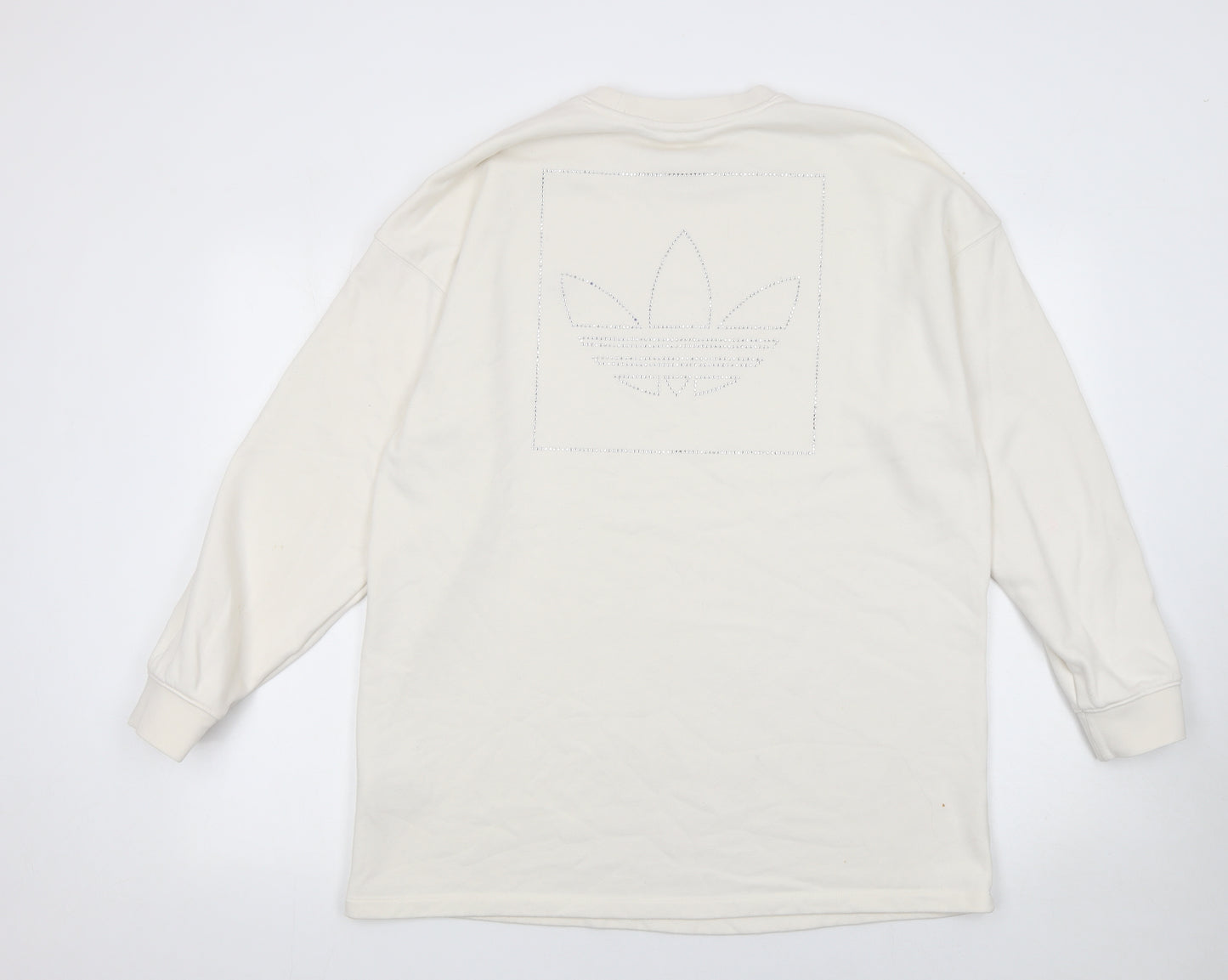 Adidas Womens Ivory Crew Neck Long Sleeve Pullover Sweatshirt UK 12