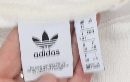 Adidas Womens Ivory Crew Neck Long Sleeve Pullover Sweatshirt UK 12