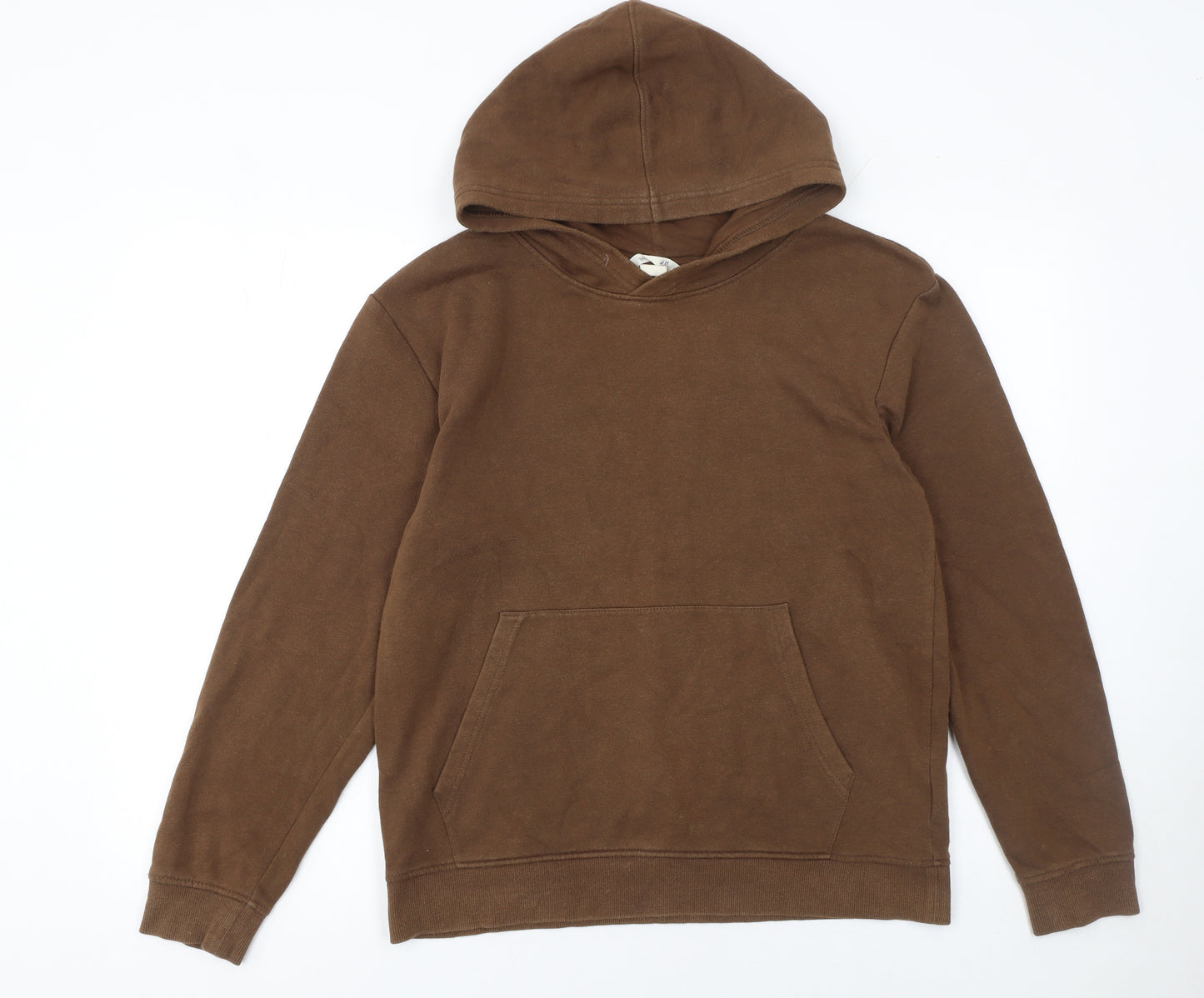 H&M Girls Brown Cotton Pullover Hoodie Size 14 Years Long Sleeve Casual
