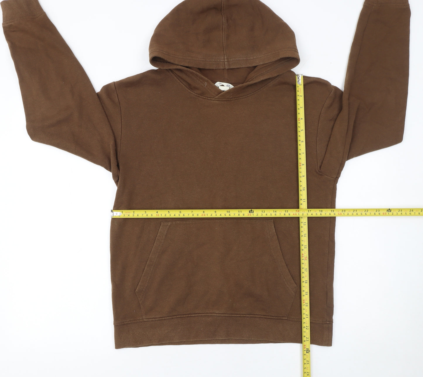 H&M Girls Brown Cotton Pullover Hoodie Size 14 Years Long Sleeve Casual