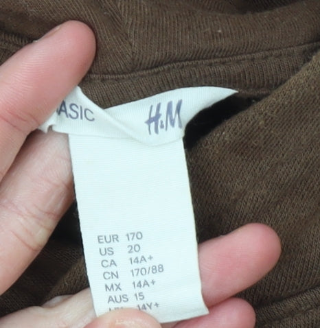 H&M Girls Brown Cotton Pullover Hoodie Size 14 Years Long Sleeve Casual