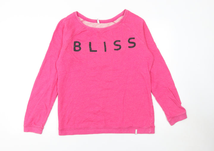 O'Neill Women Pink Bliss Pullover Sweatshirt Size L Cotton Casual