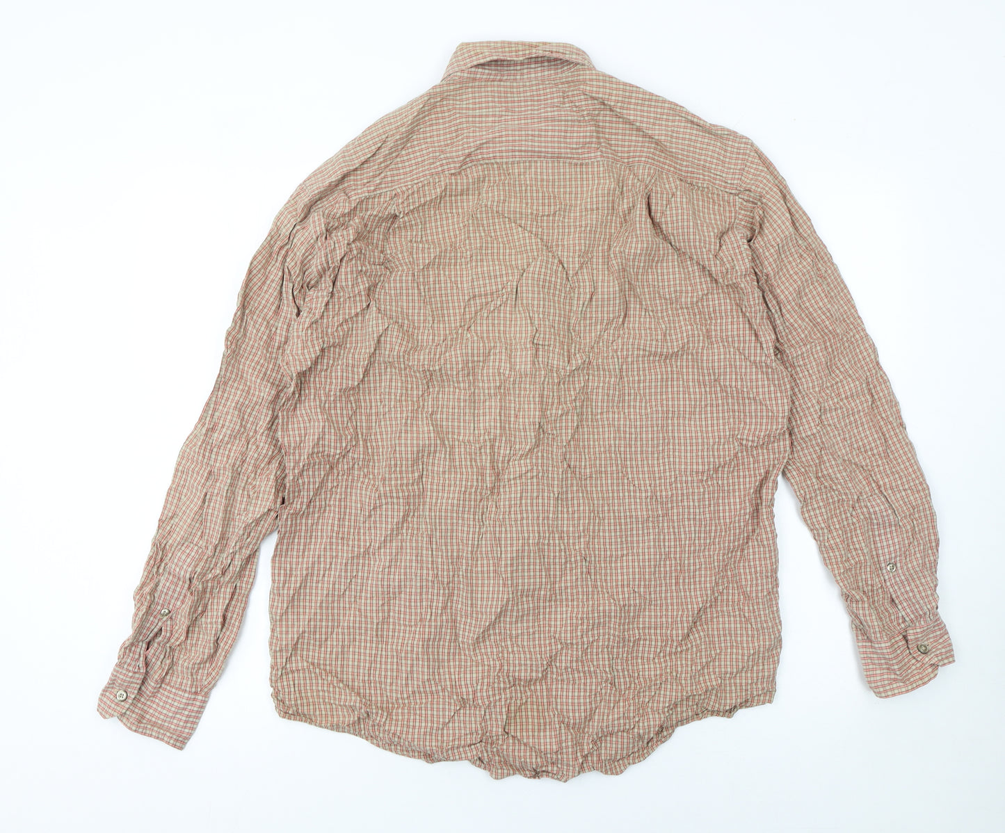 Nautica Men's Beige Check Button-Up Cotton Shirt Size M
