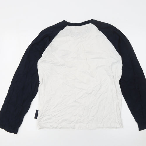 Ben Sherman Boys White & Navy Long Sleeve Logo Ringer T-Shirt 15-16 Years