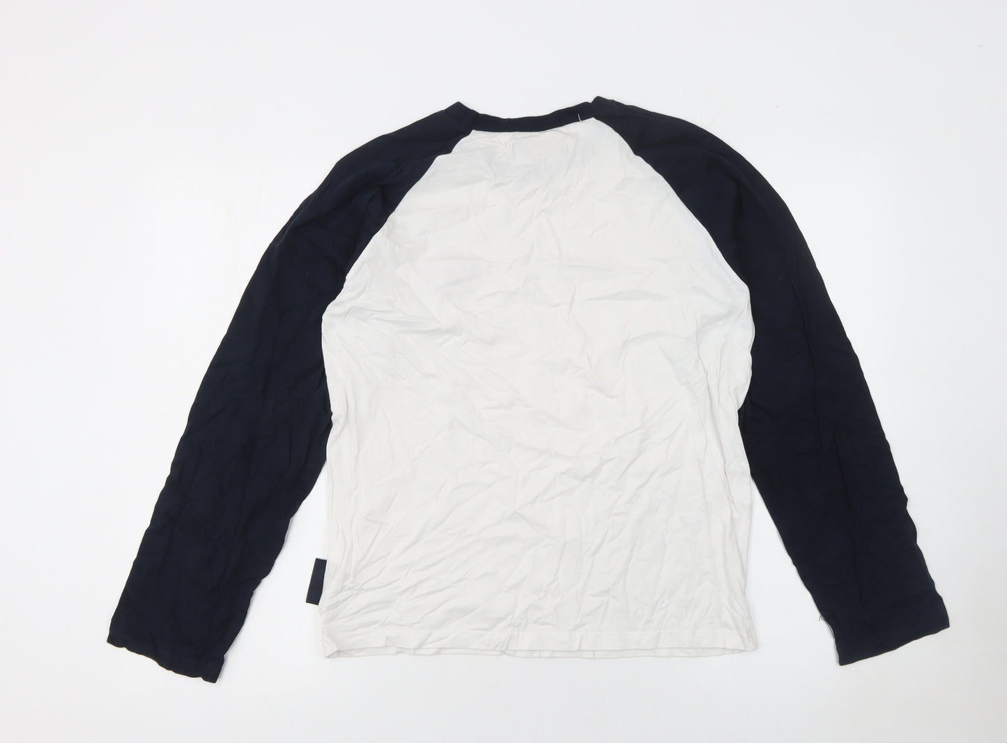 Ben Sherman Boys White & Navy Long Sleeve Logo Ringer T-Shirt 15-16 Years
