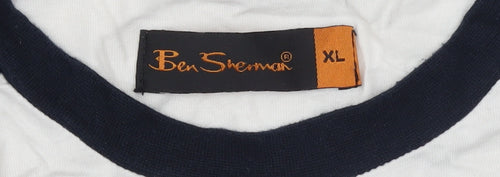 Ben Sherman Boys White & Navy Long Sleeve Logo Ringer T-Shirt 15-16 Years