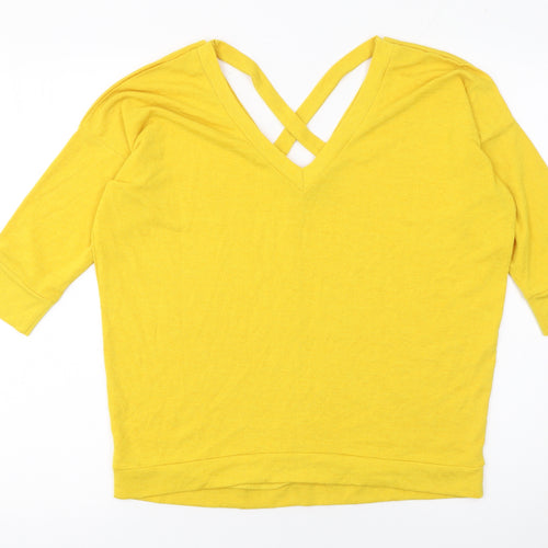 River Island Women’s Yellow V-Neck Pullover Jumper Size 10
