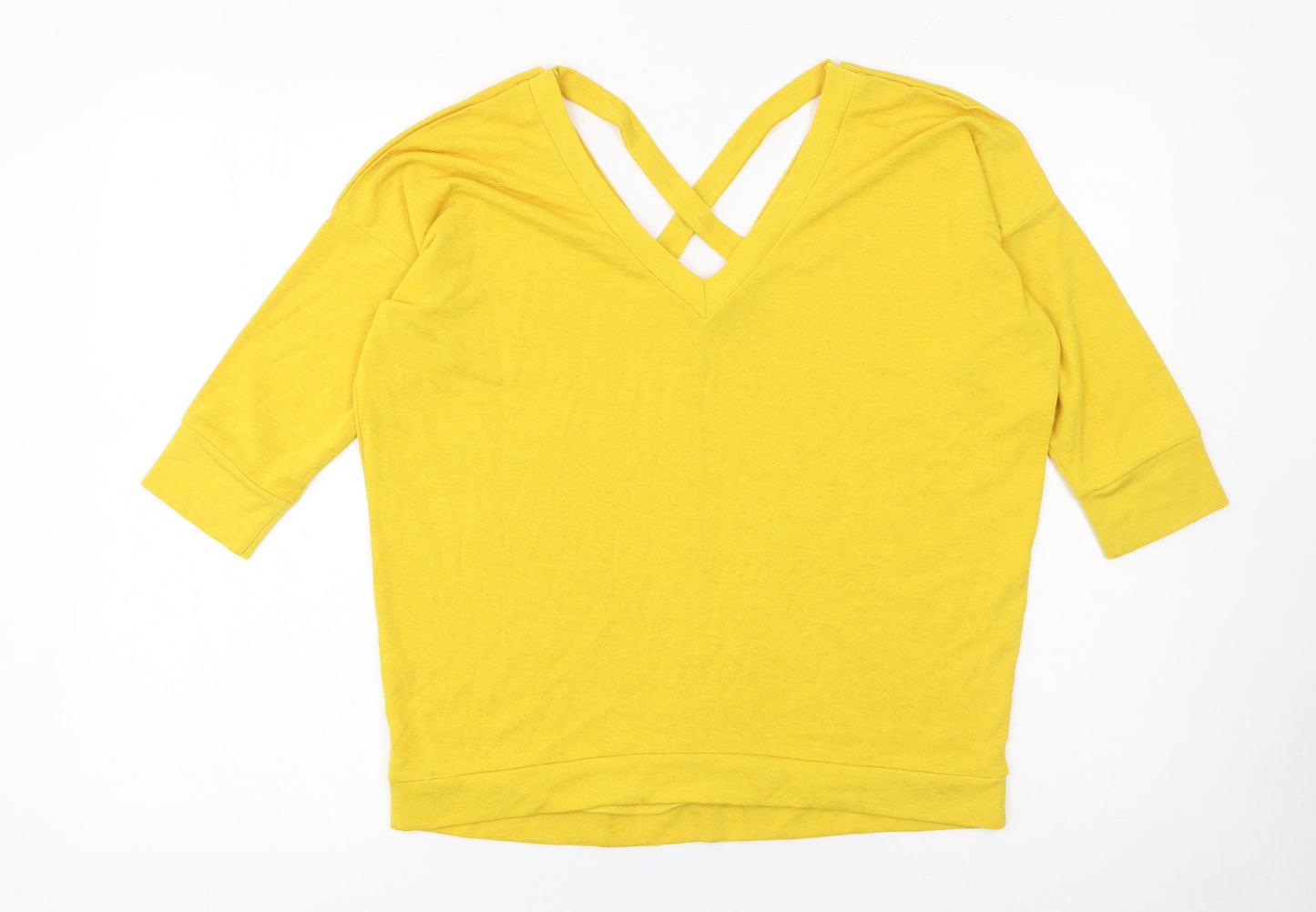 River Island Women’s Yellow V-Neck Pullover Jumper Size 10