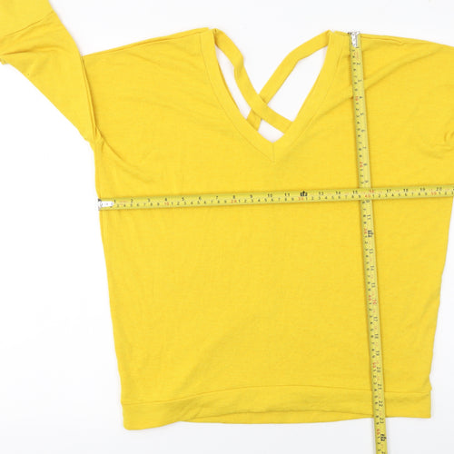 River Island Women’s Yellow V-Neck Pullover Jumper Size 10