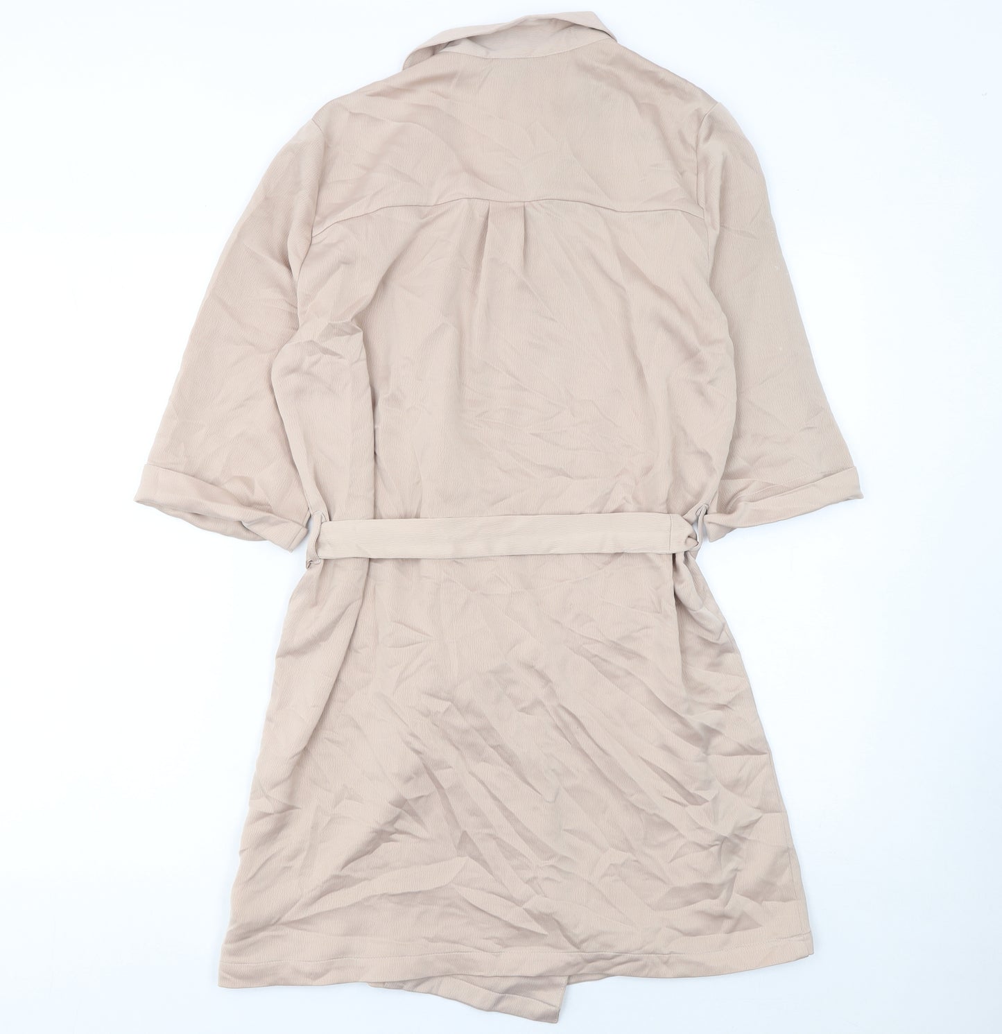 Topshop Women Beige Double-Breasted Belted Shorts Suit UK 10