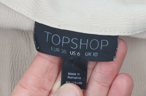 Topshop Women Beige Double-Breasted Belted Shorts Suit UK 10
