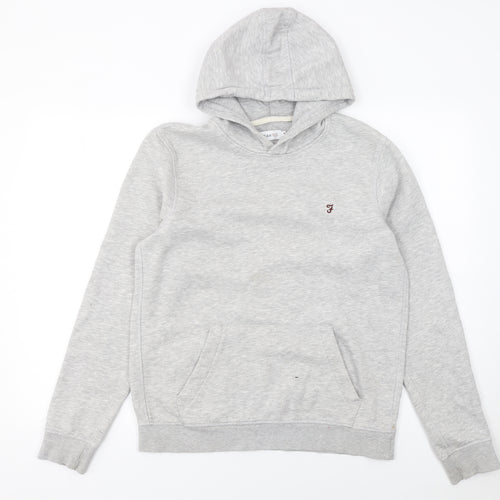 Farah Men's Grey Pullover Hoodie Size M Classic Logo Sweatshirt