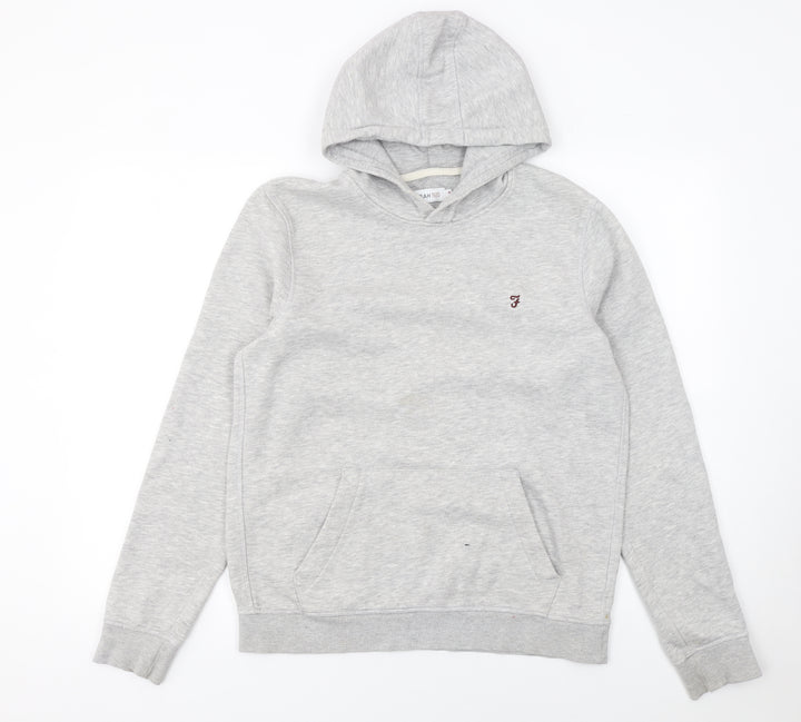 Farah Men's Grey Pullover Hoodie Size M Classic Logo Sweatshirt