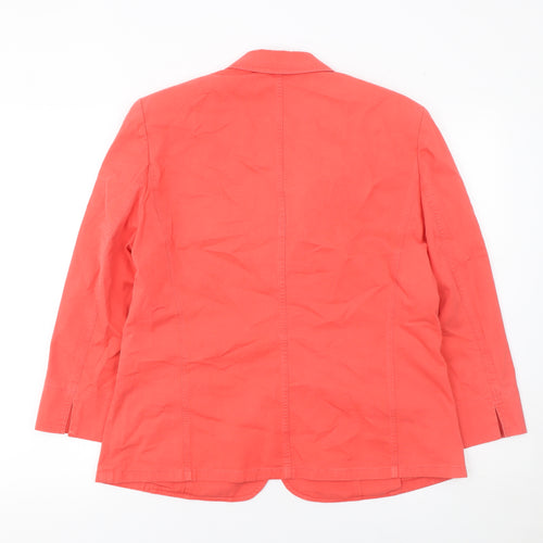 Basler Womens Red Floral Embroidered Cotton Blazer Size 14